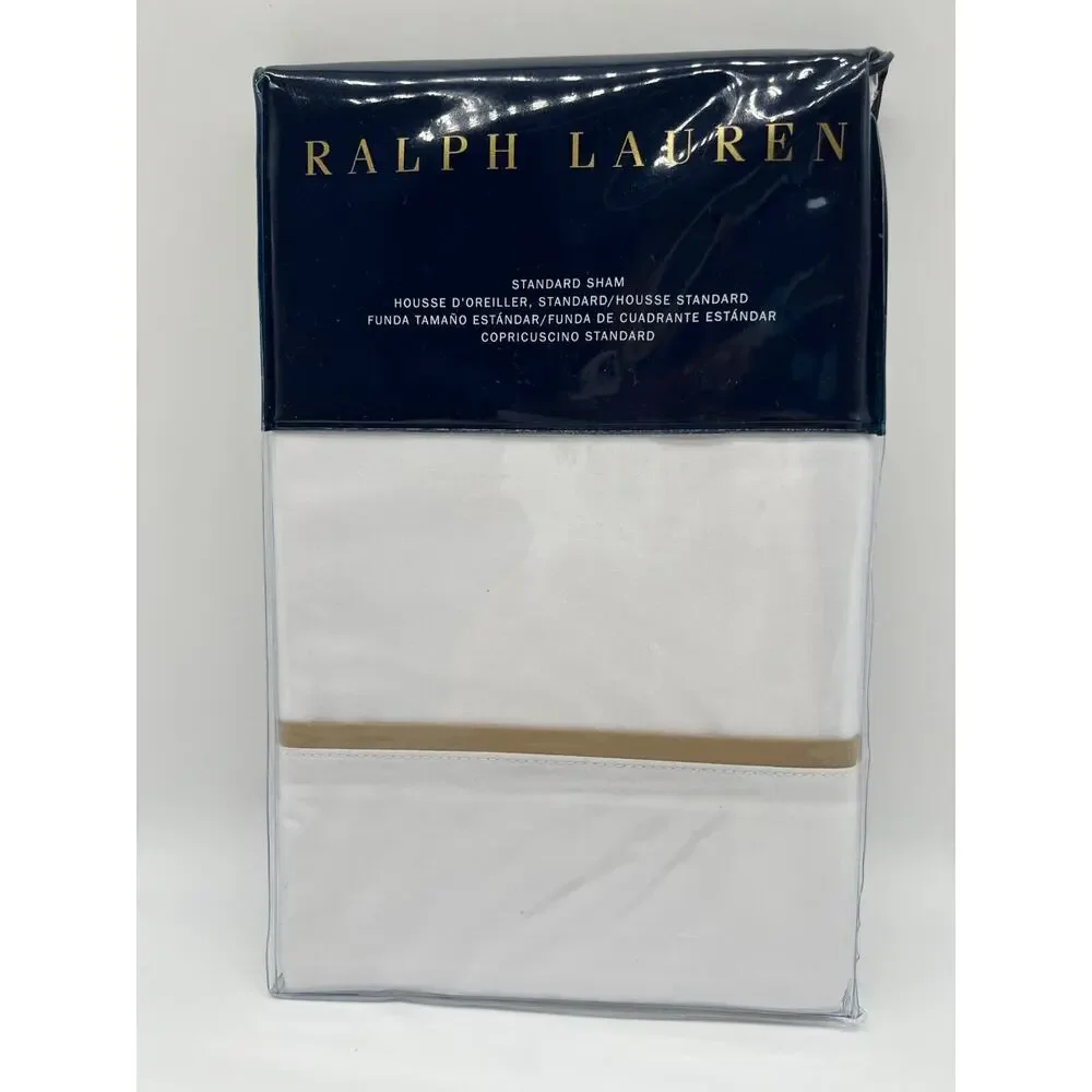Ralph Lauren Palmer Burnished Chamois white tan Standard Sham 100% Cotton